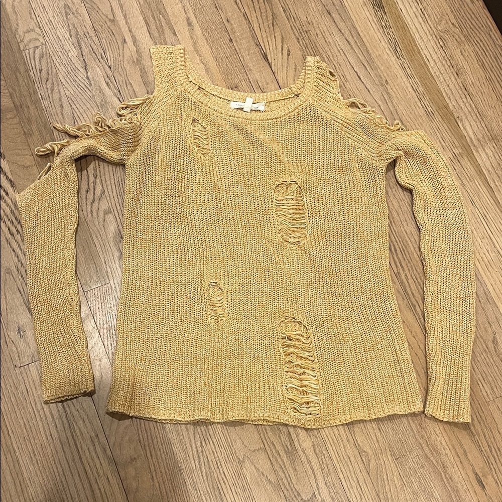 Gilded Intent Yellow Off-the-Shoulder Sweater